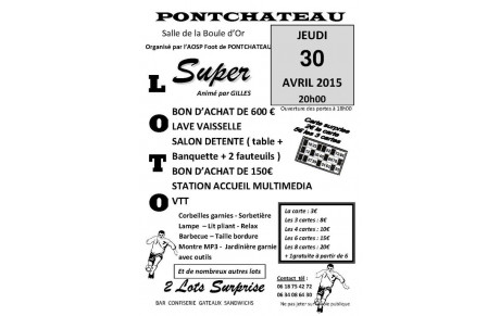 LOTO de l'AOSP FOOT du 30 AVRIL 2015