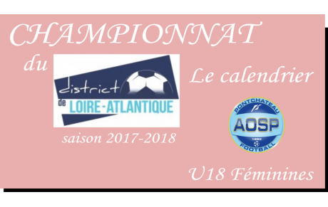LE CALENDRIER DES U18F