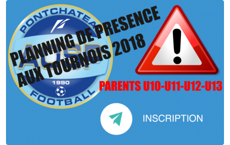 PLANNING 2018 PRESENCE TOURNOIS U10 à U13
