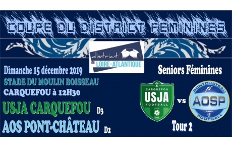 TIRAGE DE LA COUPE DU DISTRICT POUR LES FILLES