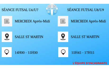ENTRAINEMENTS FUTSAL U6 à U15F