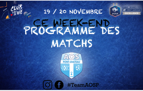 PROGRAMME DU WEEK-END 19/20 NOVEMBRE